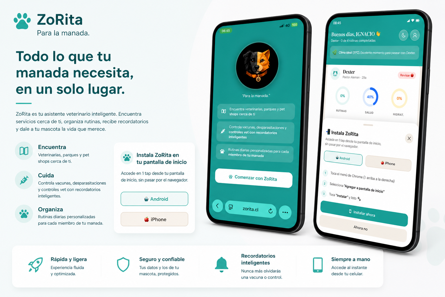 Captura de pantalla de la app ZoRita para el bienestar animal
